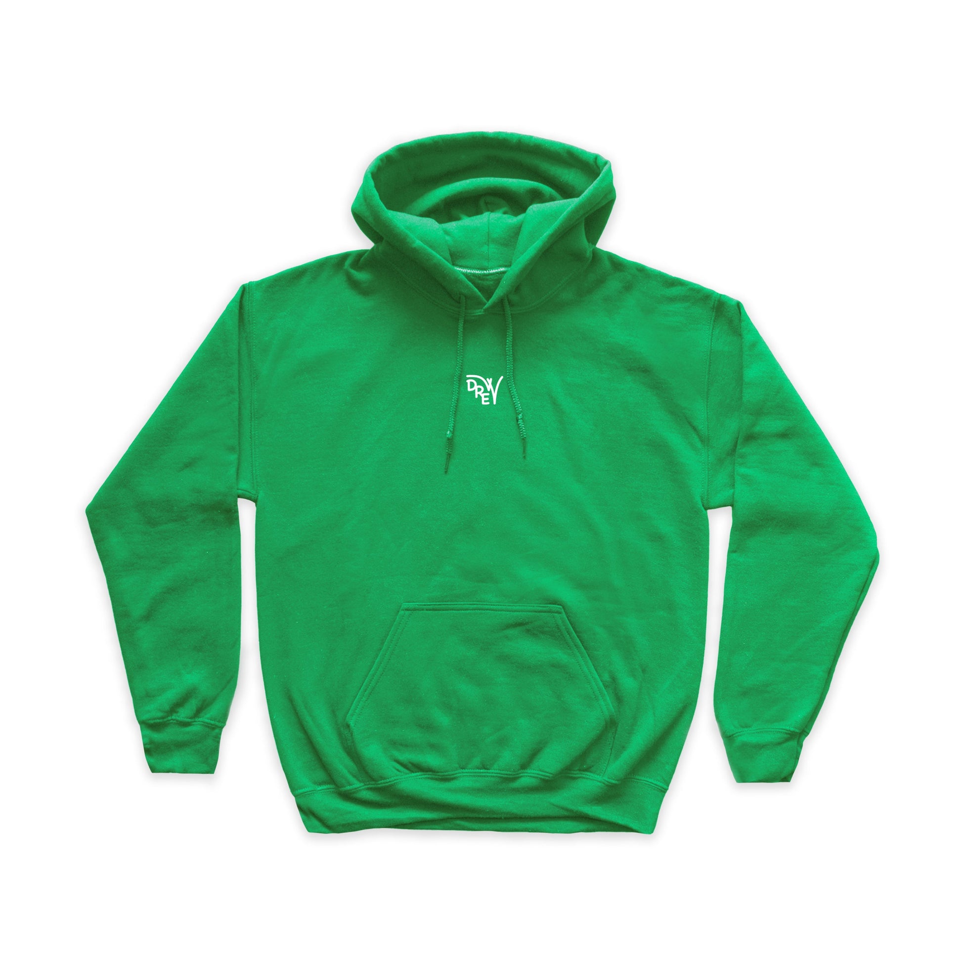 Felpa verde con stampa bianca del logo Drew al centro del petto
