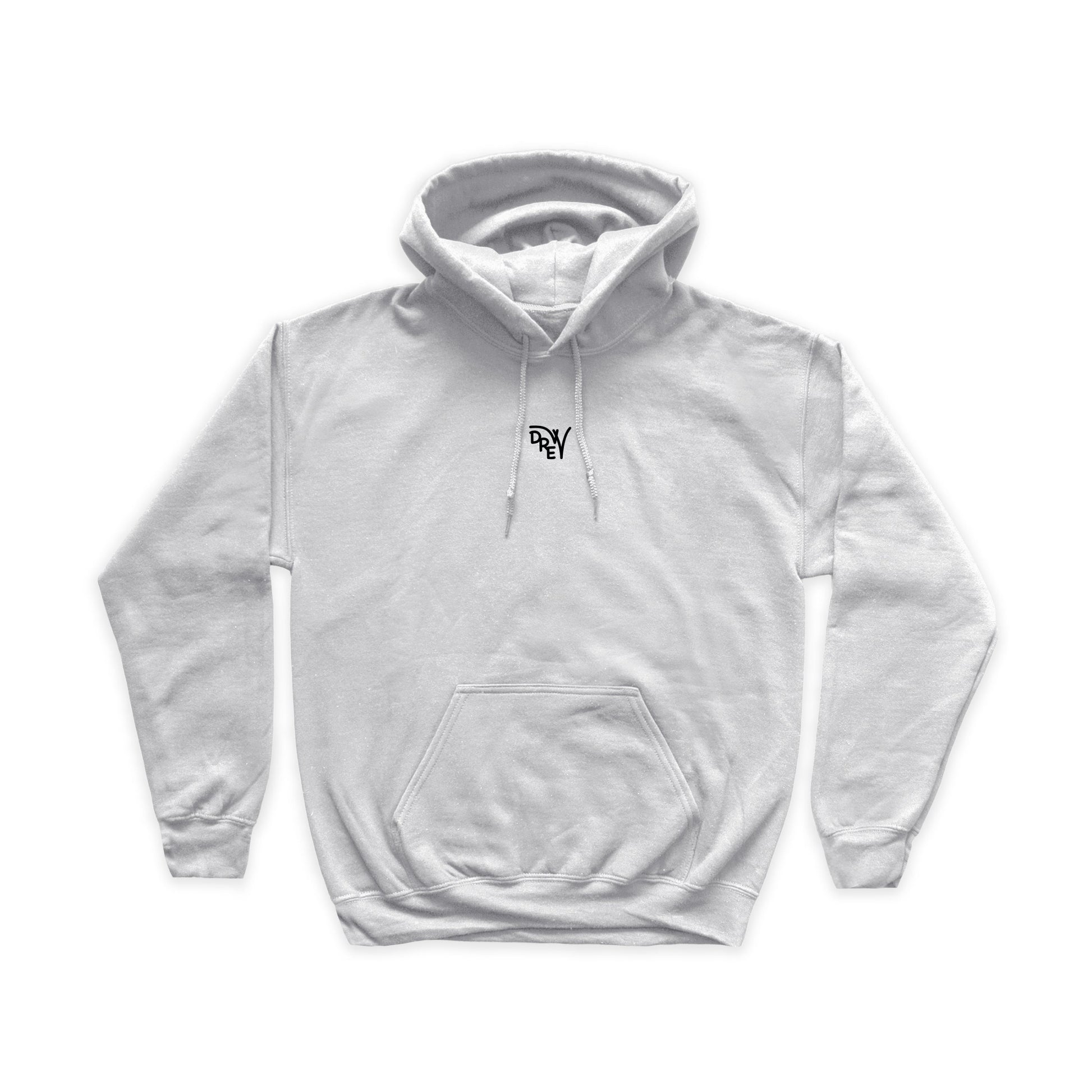 Felpa ash grey con stampa nera del logo Drew al centro del petto