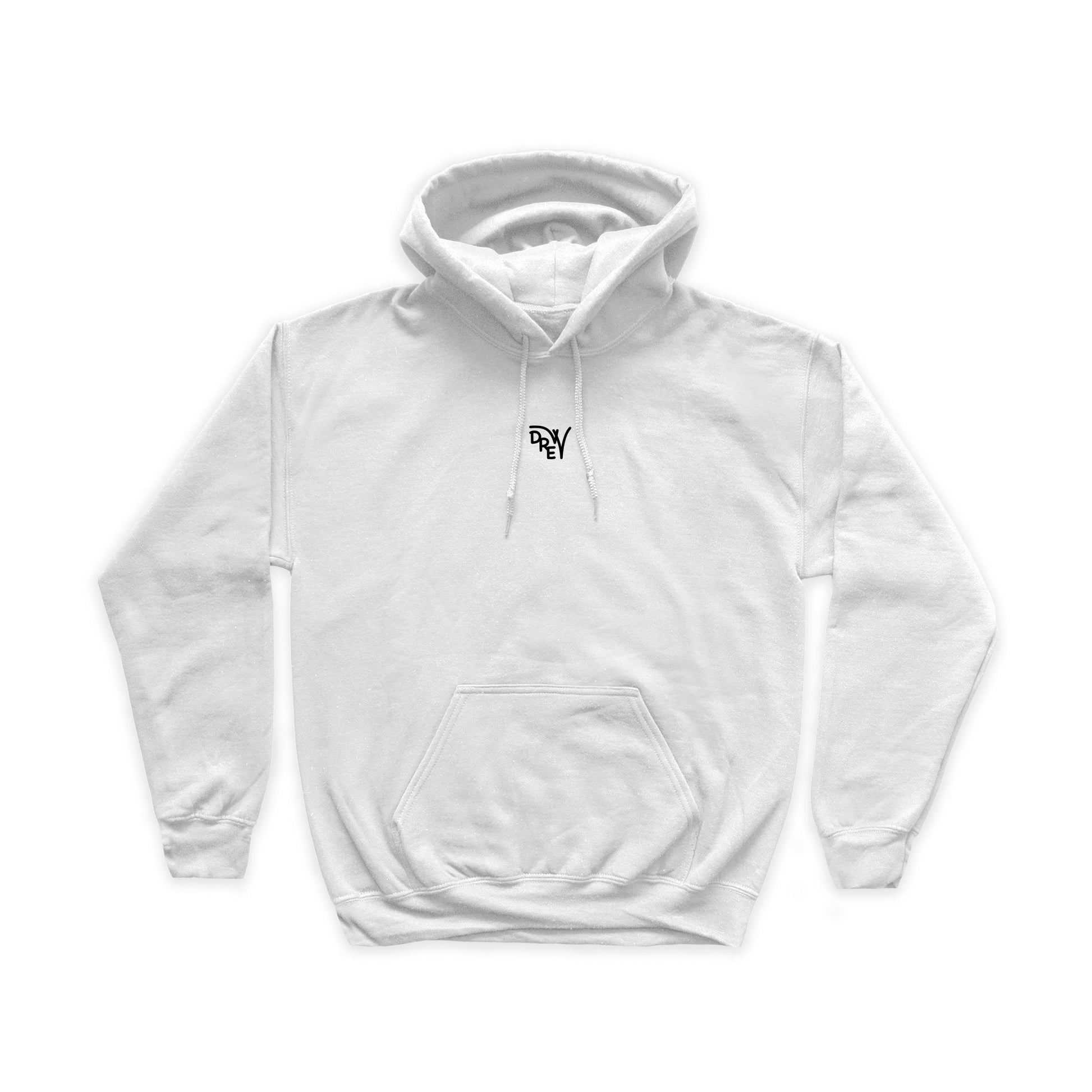 Felpa bianca con stampa nera del logo Drew al centro del petto