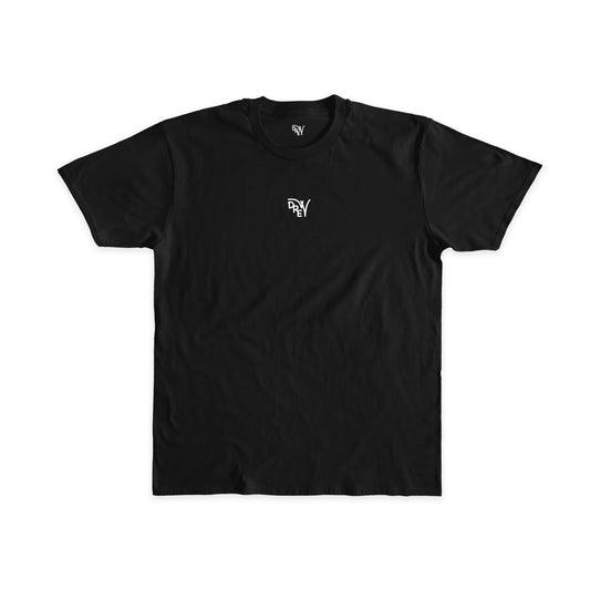 T-shirt nera con stampa del logo Drew al centro del petto di colore bianco