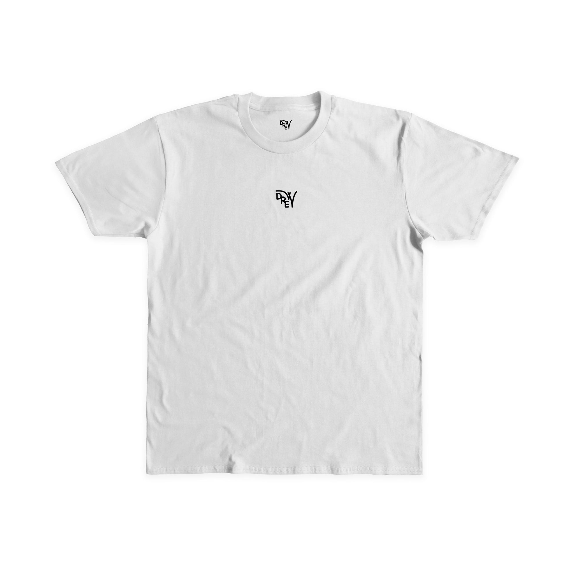 T-shirt bianca con stampa del logo Drew al centro del petto di colore nero