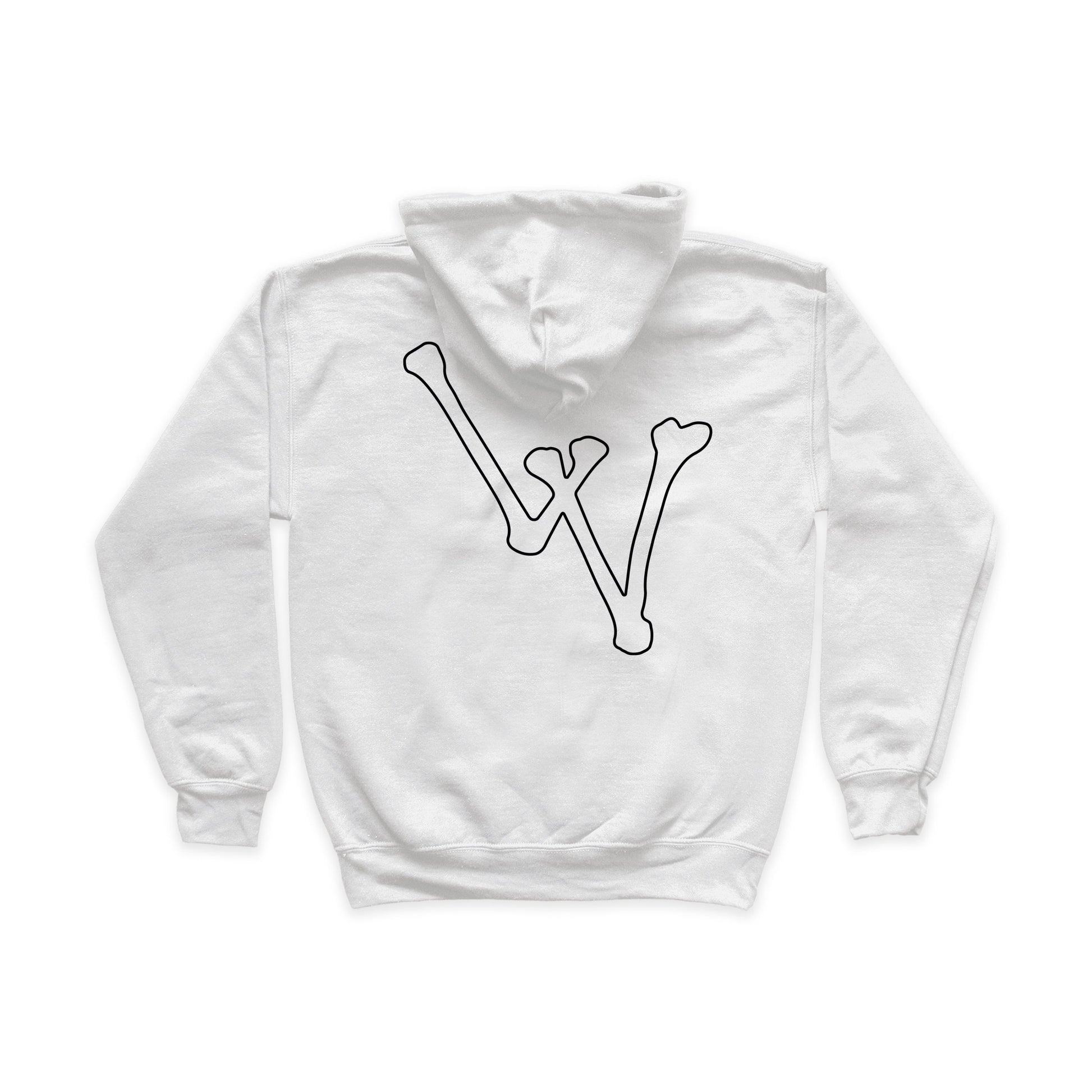 Felpa bianca con la W di Drew nera stile ossa stampa sul retro grande