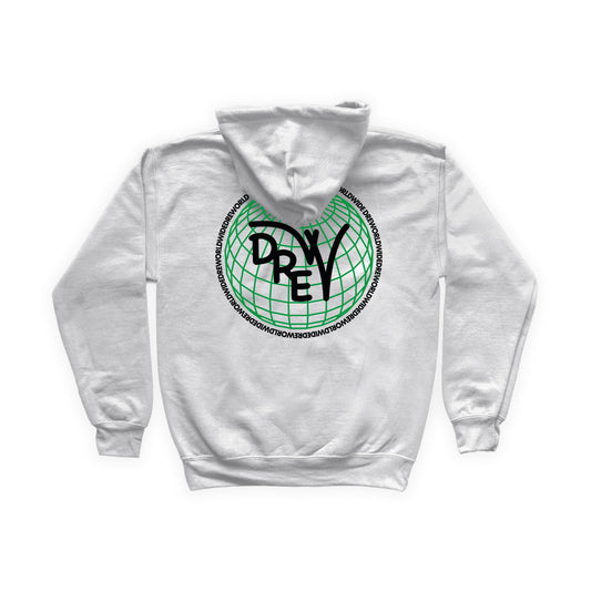 Felpa Ash Grey con grafica sul retro Worldwide bianca e verde