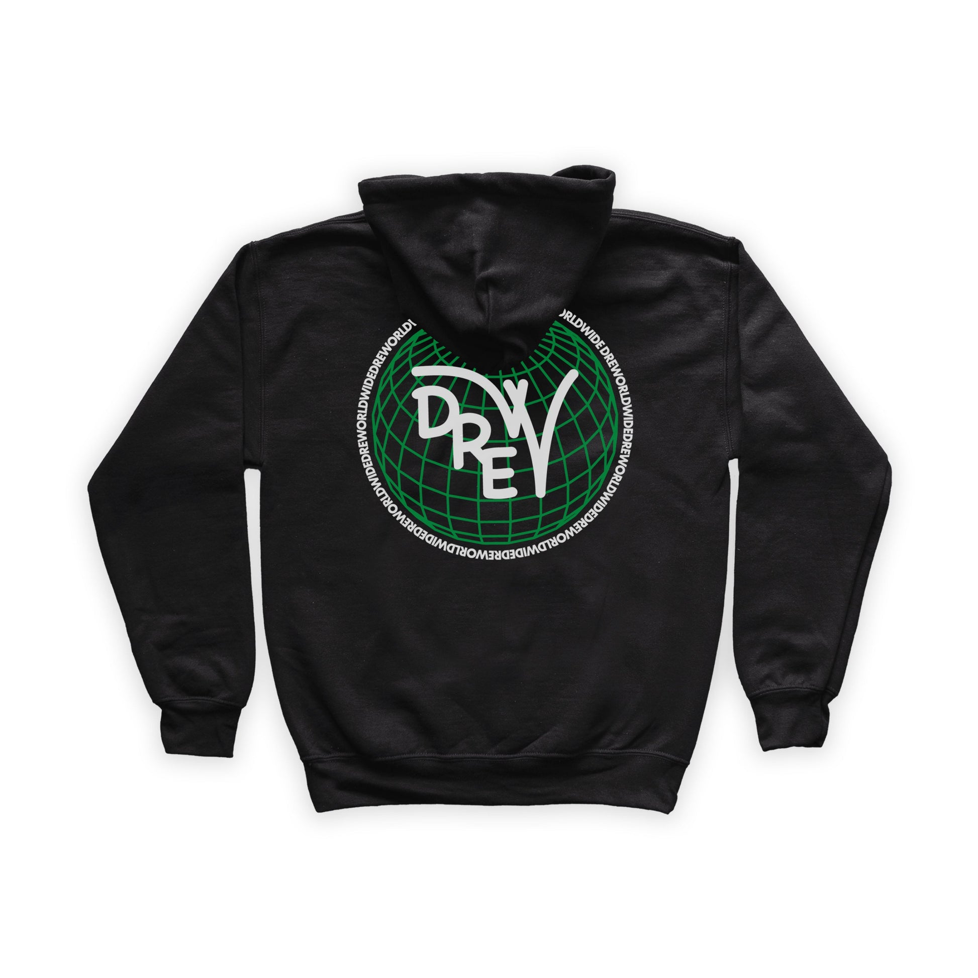 Felpa Nera con grafica sul retro Worldwide bianca e verde