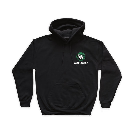 Felpa nera con grafica lato cuore Worldwide bianca e verde