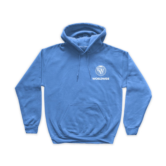 Felpa Carolina Blue con grafica lato cuore Worldwide bianca