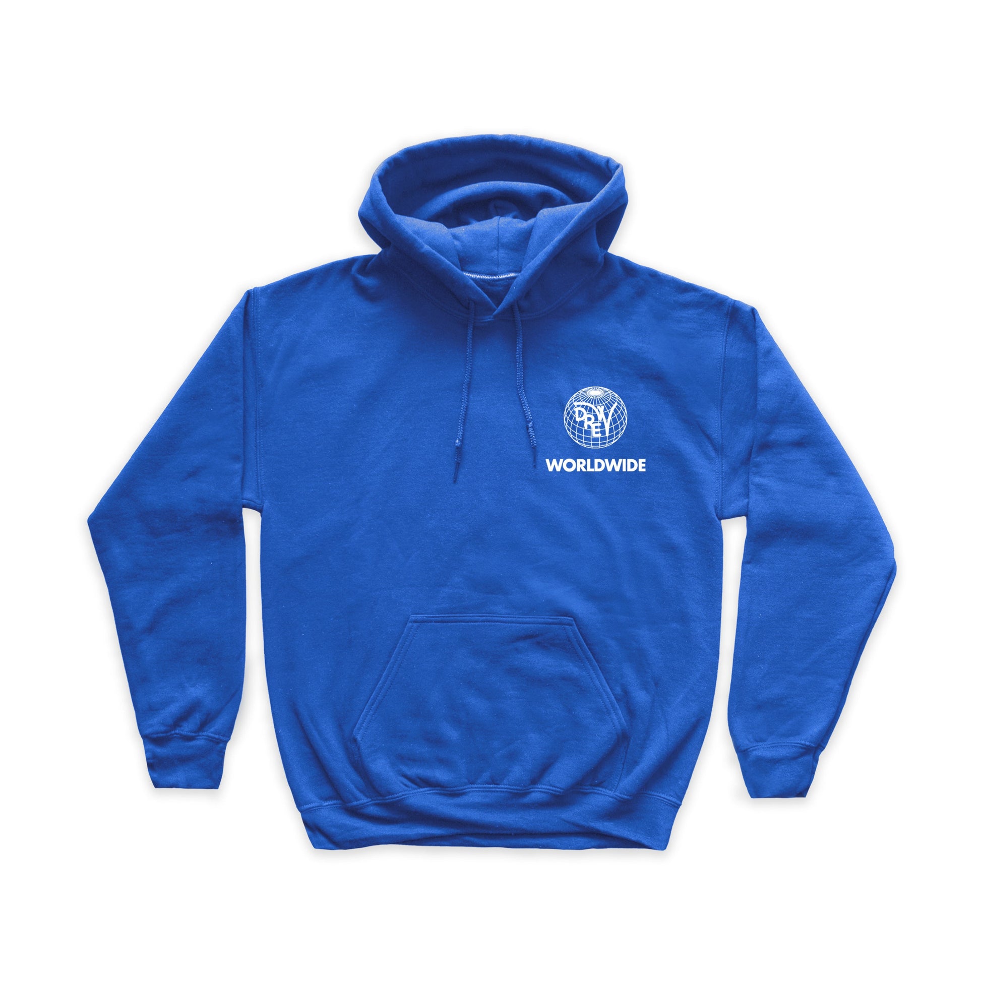 Felpa blu royal con grafica lato cuore Worldwide bianca
