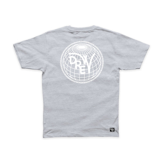 Maglietta ash grey con grafica sul retro Worldwide bianca