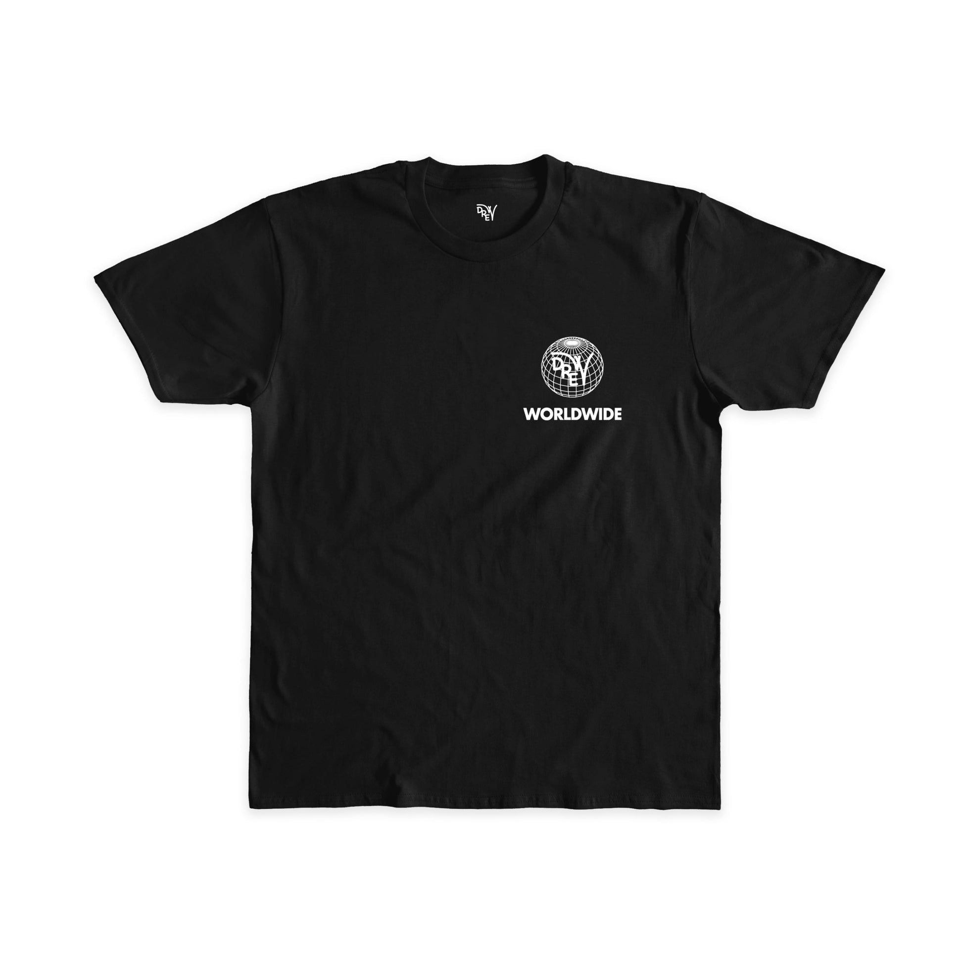 Maglietta nera con grafica lato cuore Worldwide bianca