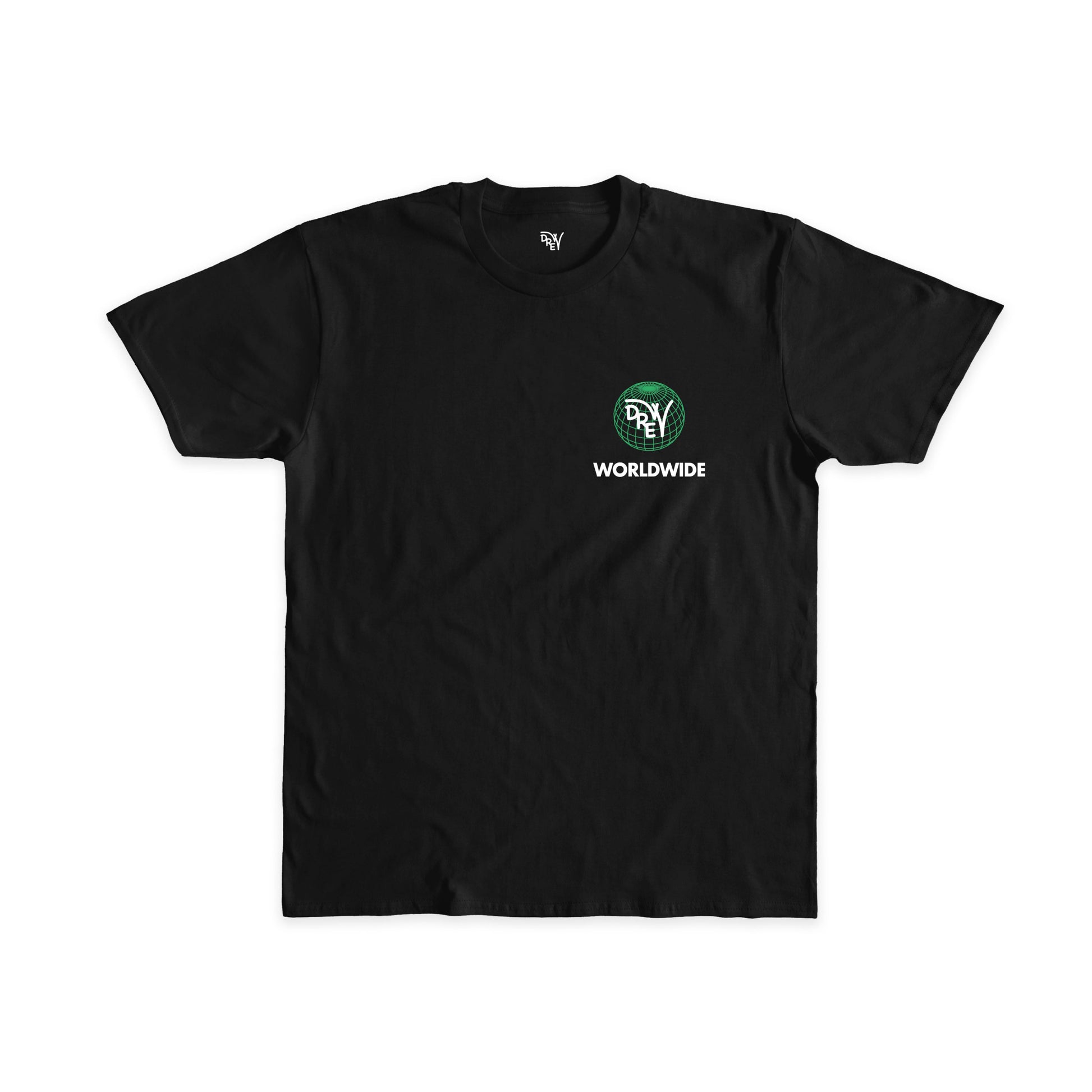 Maglietta nera con grafica lato cuore Worldwide bianca e verde