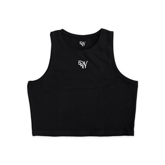 Top donna nero con logo Drew in bianco al centro del petto