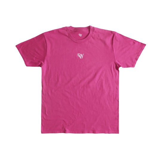 Maglietta magenta con stampa davanti al centro del logo Drew in bianco