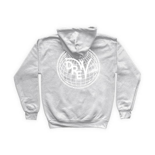 Felpa Ash Grey con grafica sul retro Worldwide bianca